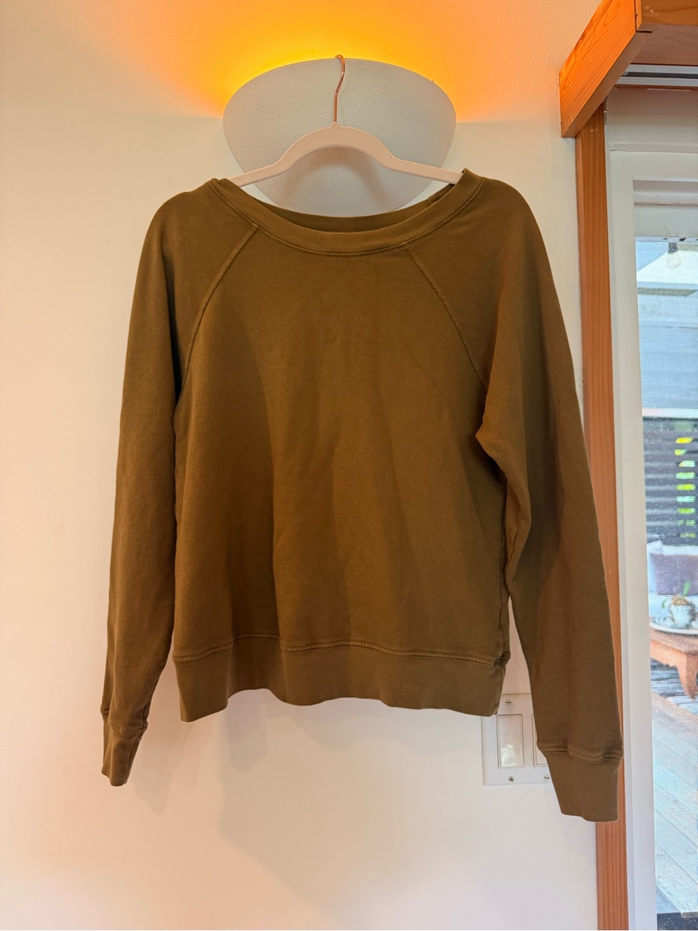 MATE the Label Olive Green Raglan Crewneck Sweatshirt organic cotton
